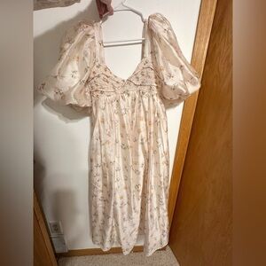 Worth Collective Floral Puff Sleeve Midi Dress